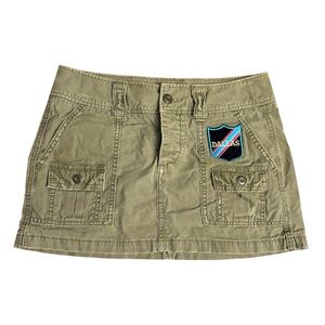 Green khaki Mini Skirt with  dallas Patch